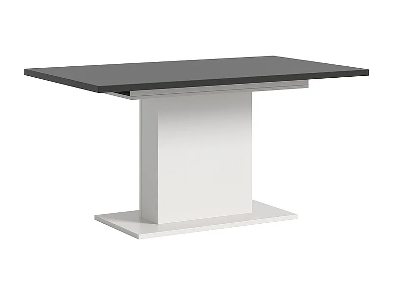 Motion table de salle à manger pied colonne 90x150/190 cm avec 1 rallonge gris, blanc.
