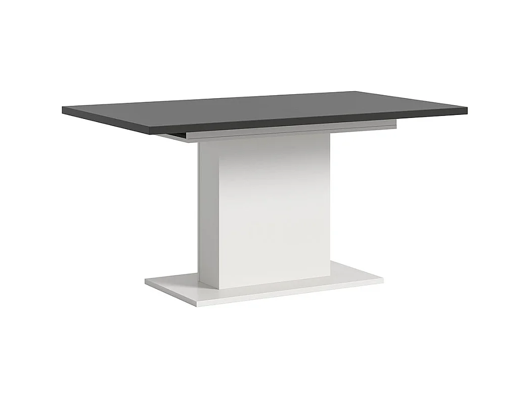 Motion table de salle à manger pied colonne 90x150/190 cm avec 1 rallonge gris, blanc.