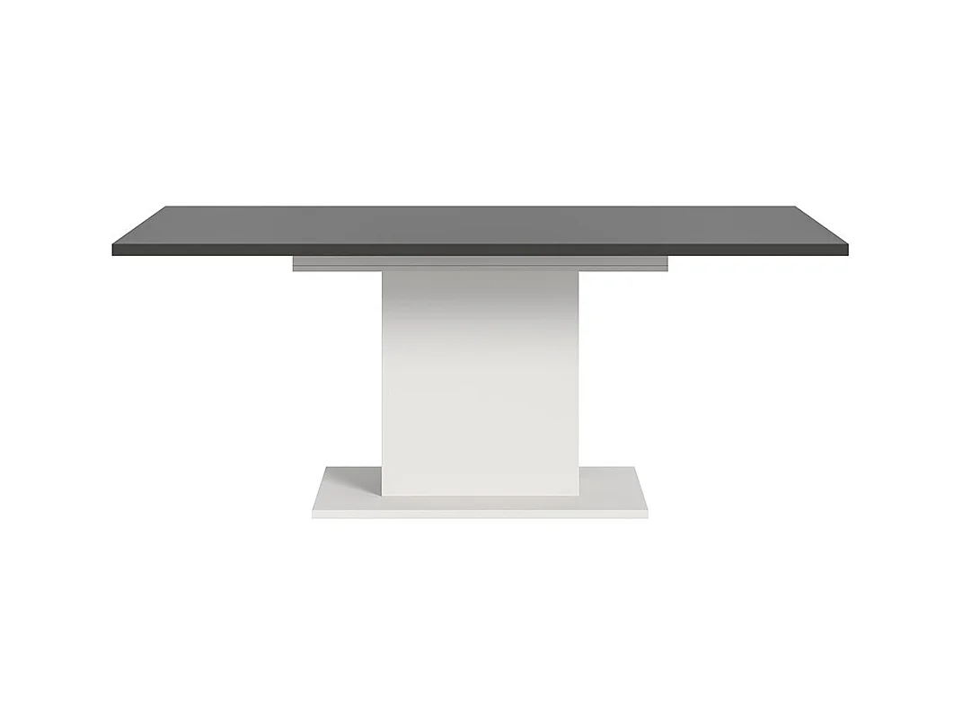 Motion table de salle à manger pied colonne 90x150/190 cm avec 1 rallonge gris, blanc.