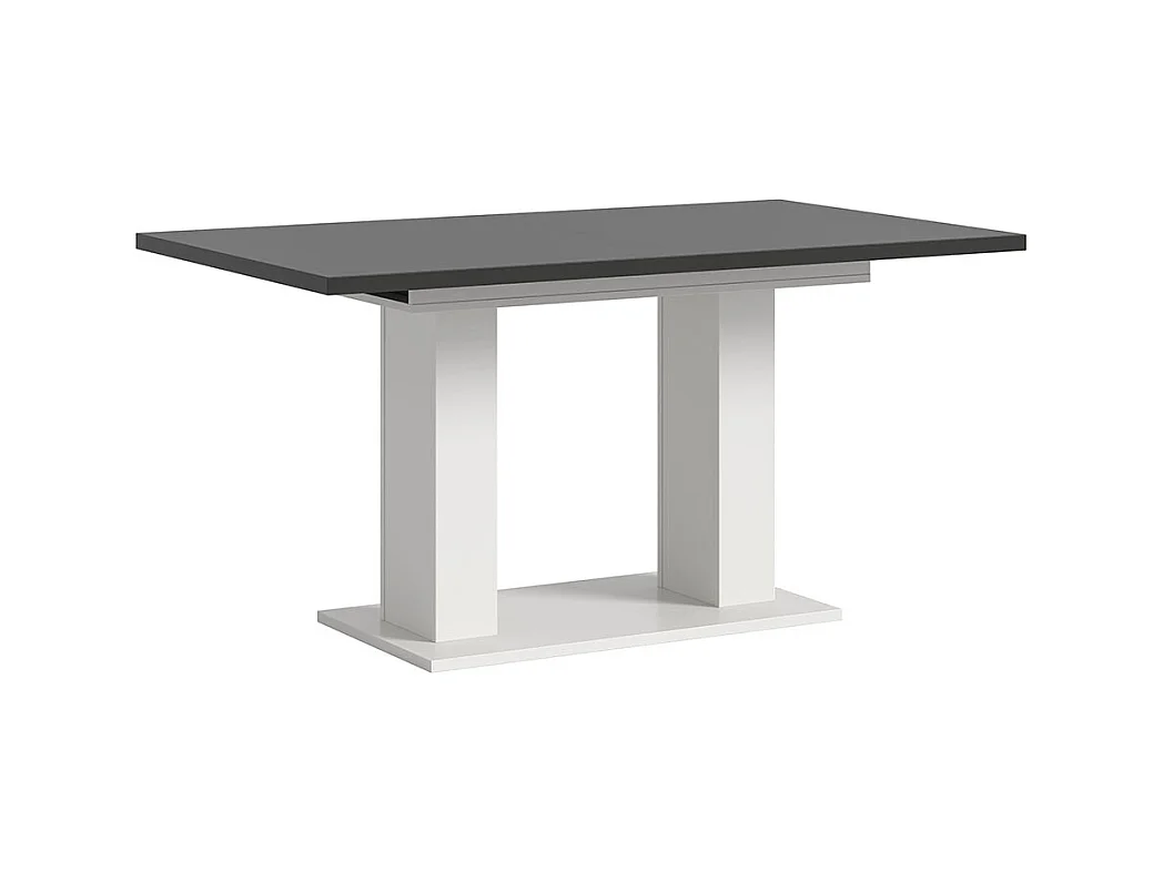 Motion table de salle à manger double colonne 90x150/190 cm avec 1 rallonge gris, blanc.