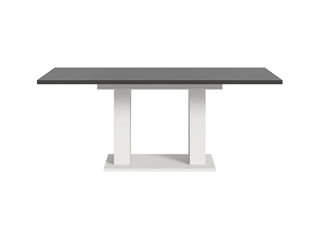 Motion table de salle à manger double colonne 90x150/190 cm avec 1 rallonge gris, blanc.