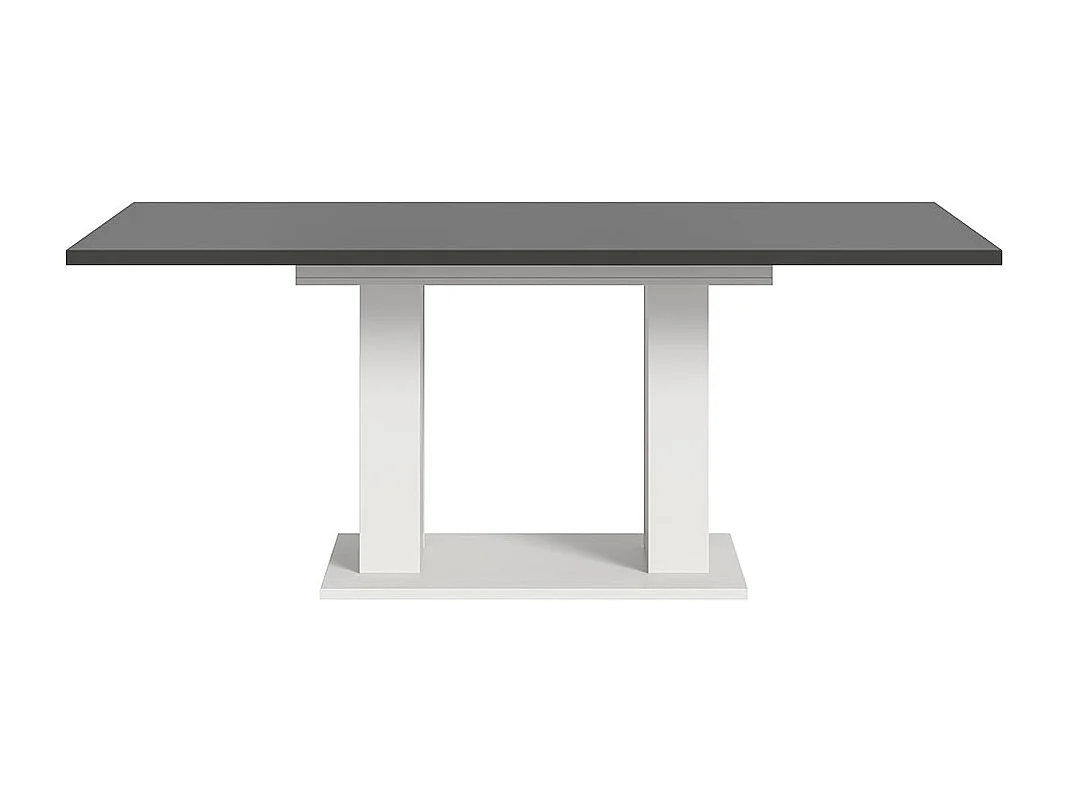 Motion eetkamertafel dubbele zuilpoot 90x150/190cm incl. 1 verlengblad grijs, wit.