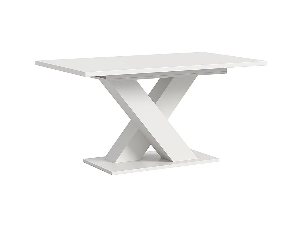 Motion eetkamertafel X-poot 90x150/190cm incl. 1 verlengblad wit.