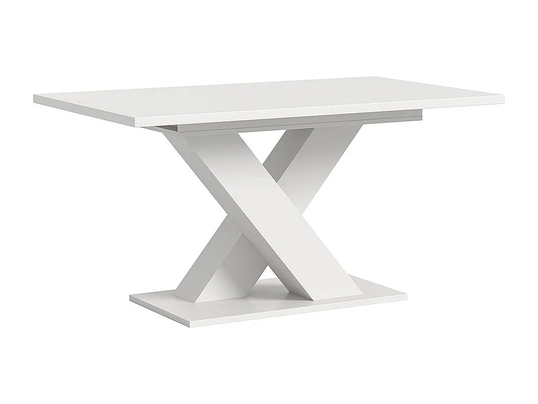Motion table de salle à manger pieds X 90x150/190 cm avec 1 rallonge blanc.