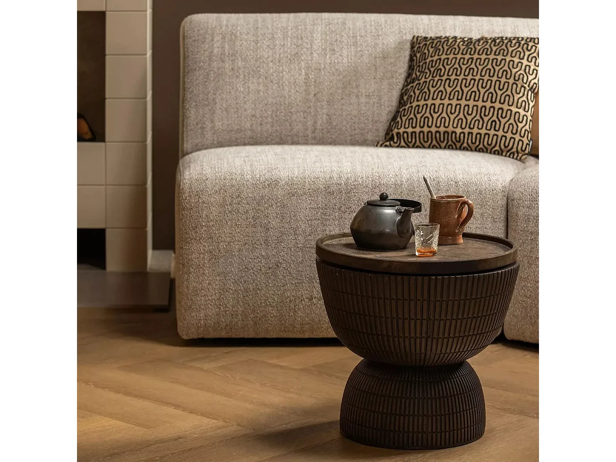 SAMSON - Runder Couchtisch in Betonoptik braun D40