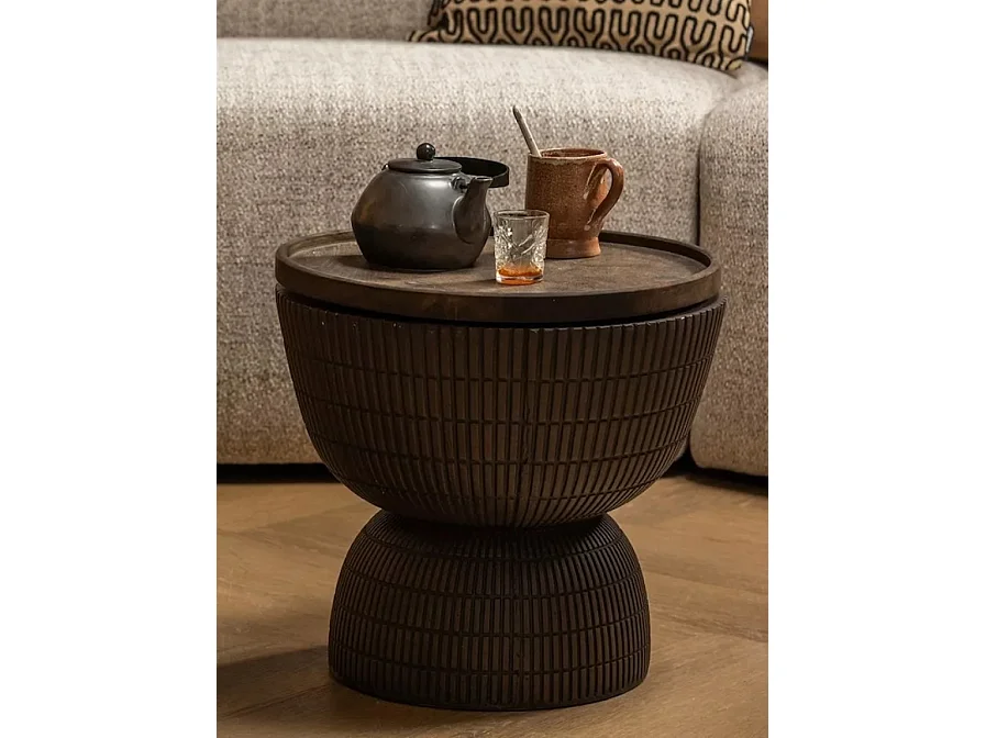 SAMSON - Runder Couchtisch in Betonoptik braun D40