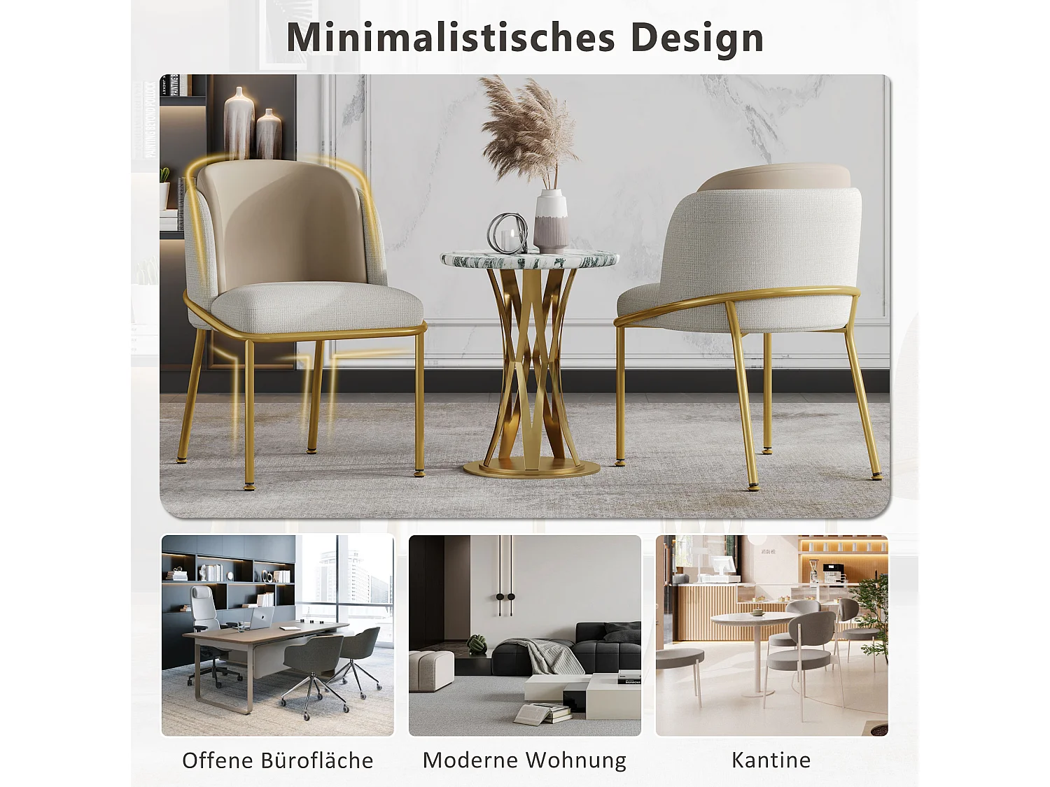 Set di 2 sedie - 55 x 55 x 85 cm - Gambe regolabili e inclinabili - Metallo + Similpelle - Beige