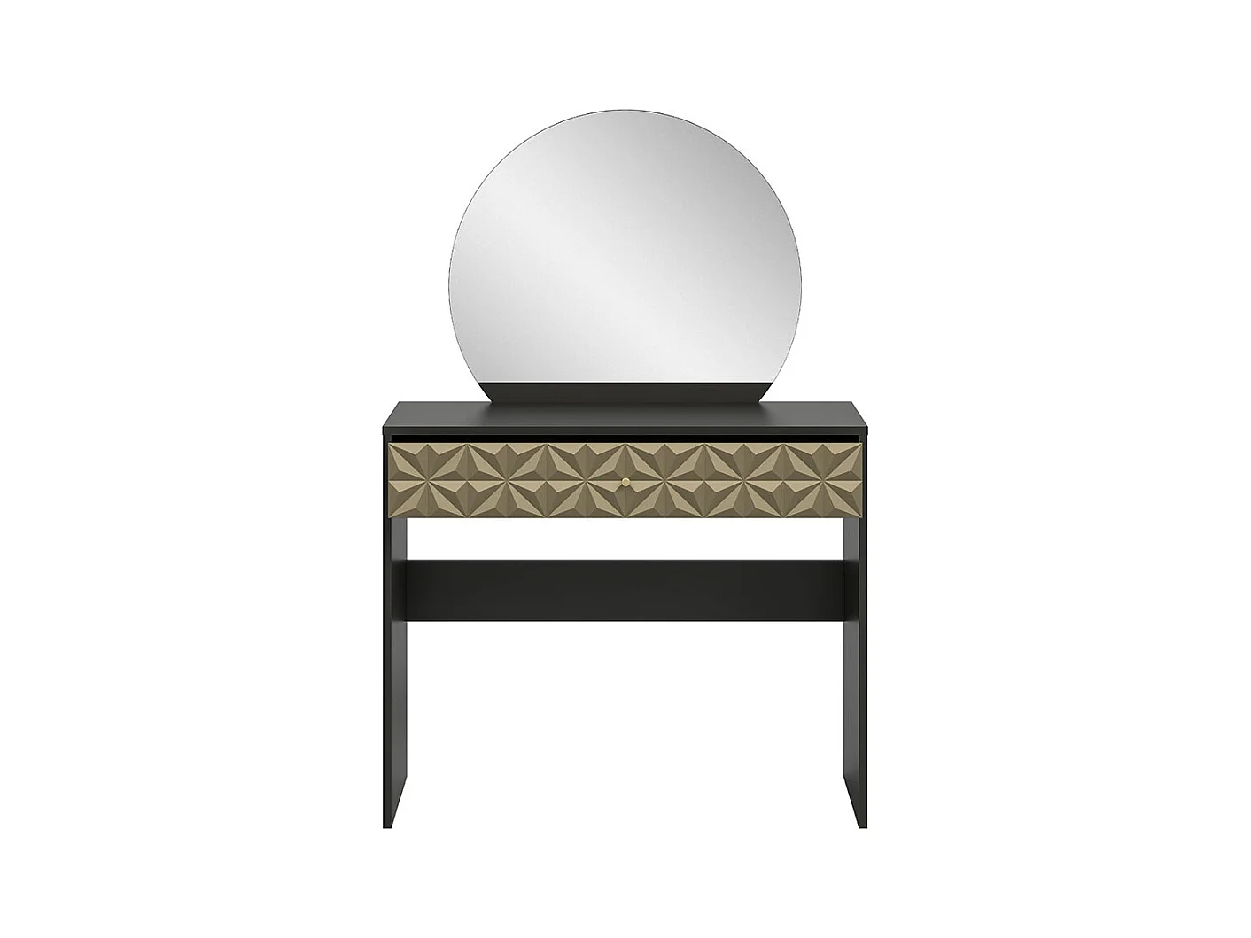 Prisma console 1 tiroir, 1 miroir noir, or.