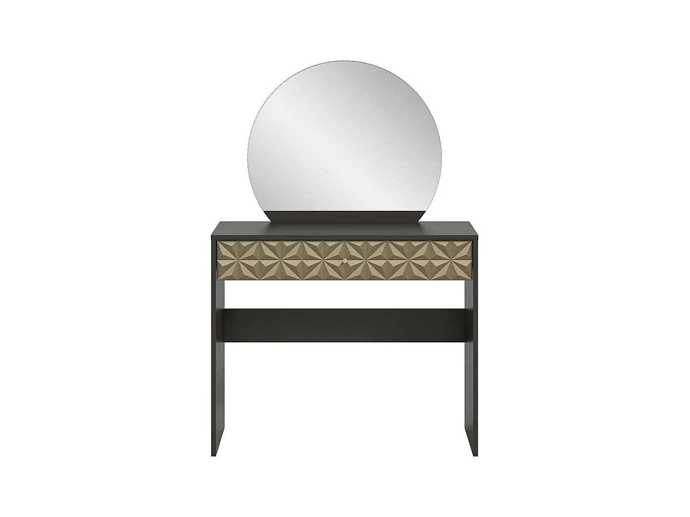 Prisma console 1 tiroir, 1 miroir noir, or.