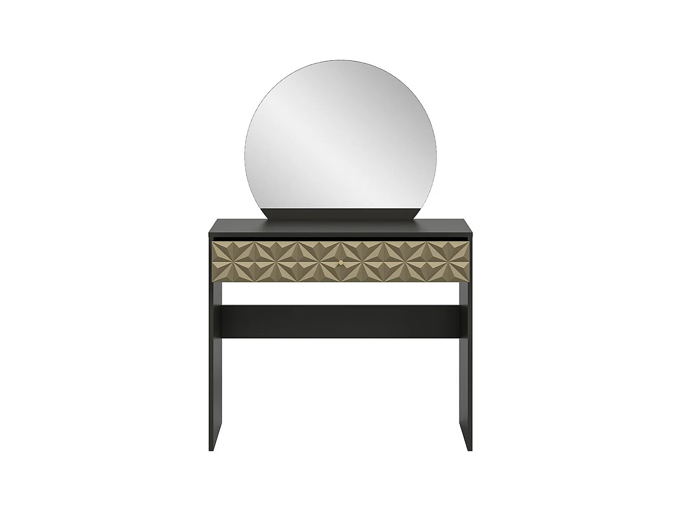 Prisma console 1 tiroir, 1 miroir noir, or.