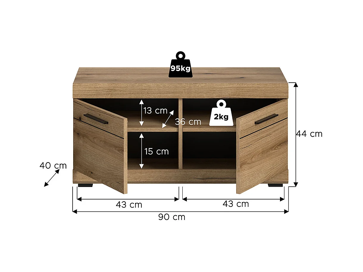Scout banc 2 portes chêne décor.