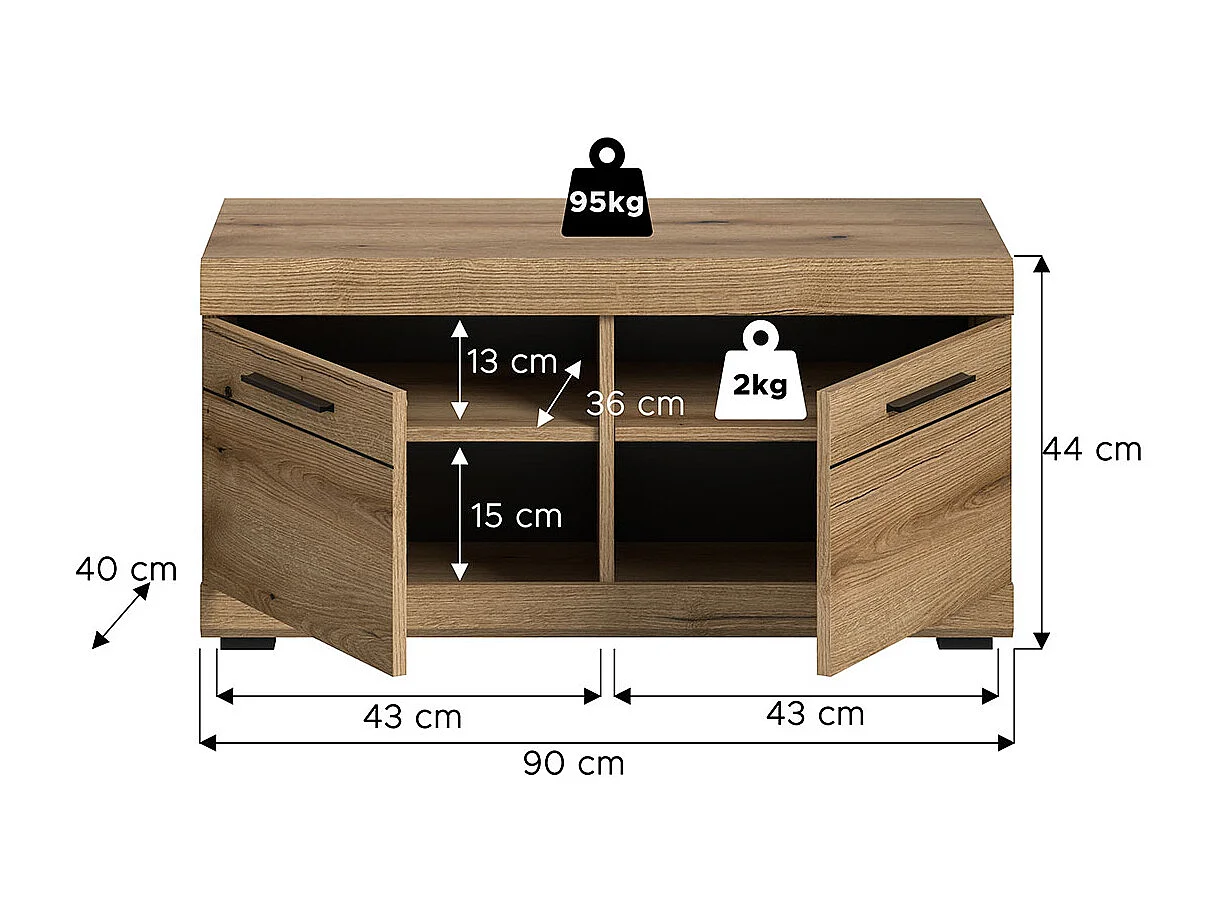 Scout banc 2 portes chêne décor.