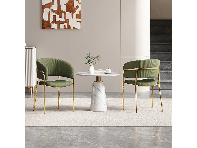 Set van 2 stoelen - 55 x 55 x 80 cm - verstelbare poten - metaal + kunstleer - groen