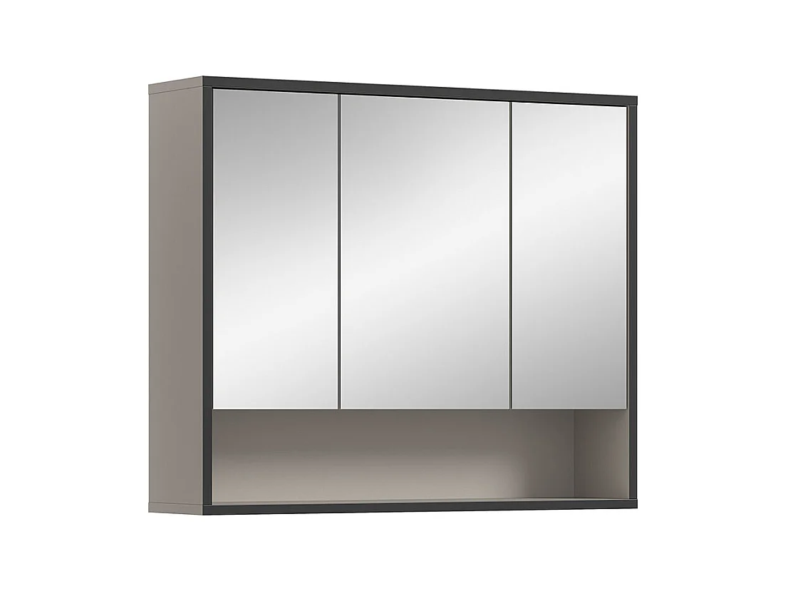 Bagno armoir de salle de bain avec miroir 3 portes miroir gris clair, crème.