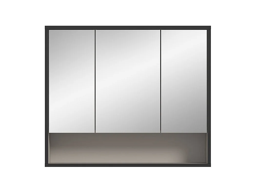 Bagno armoir de salle de bain avec miroir 3 portes miroir gris clair, crème.