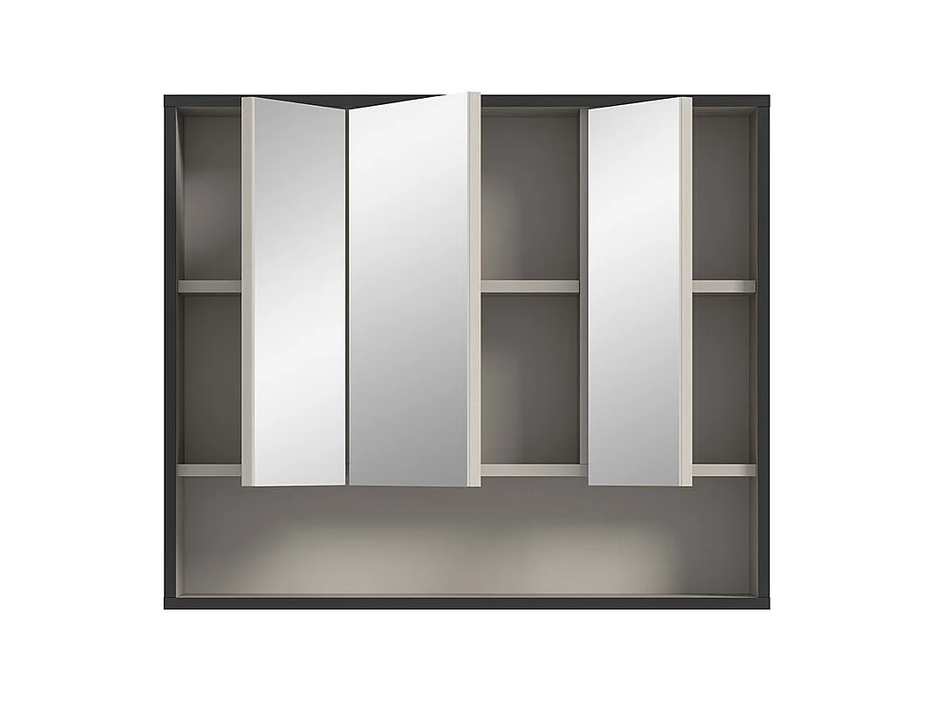 Bagno armoir de salle de bain avec miroir 3 portes miroir gris clair, crème.