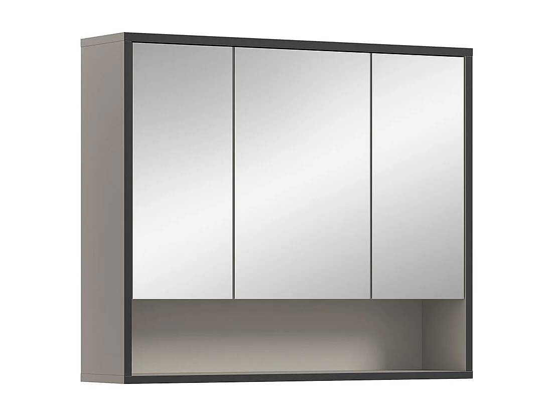 Bagno spiegelkast 3 spiegeldeuren lichtgrijs, crèmekleurig.