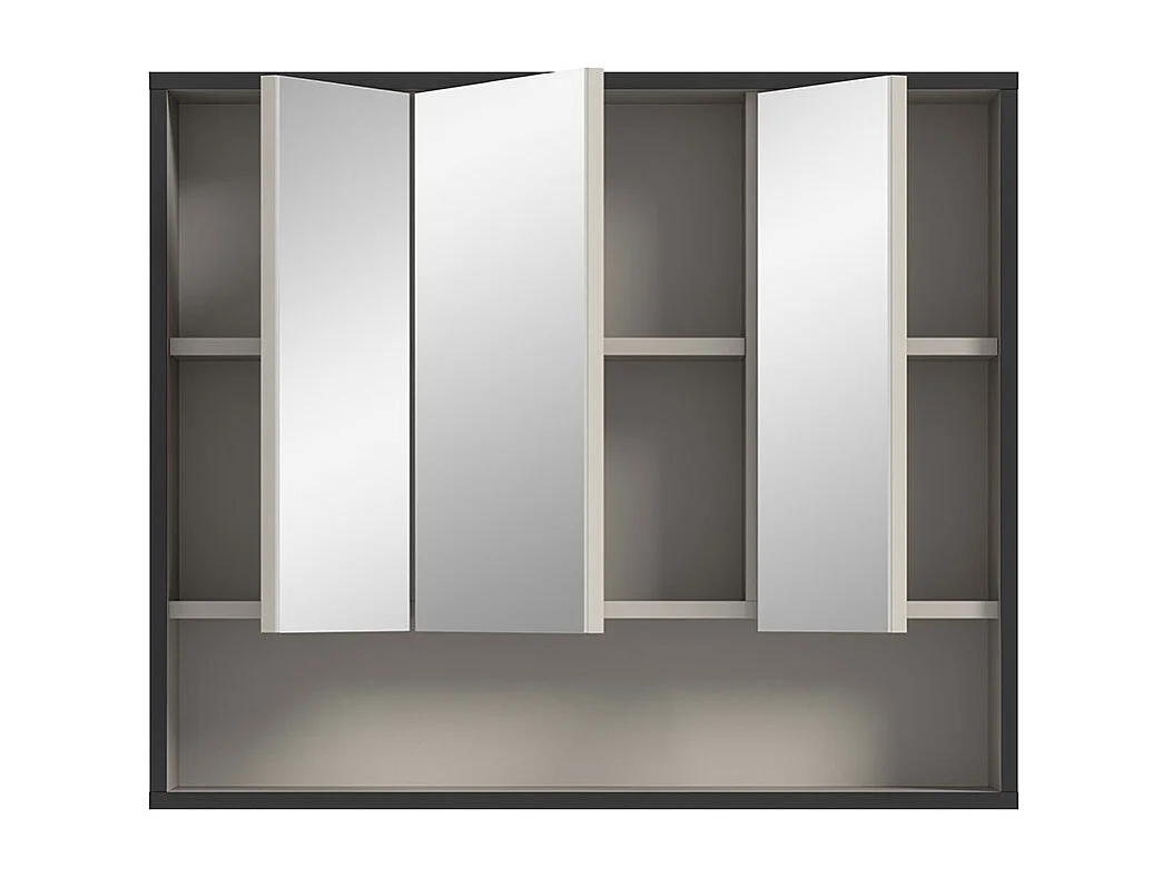 Bagno spiegelkast 3 spiegeldeuren lichtgrijs, crèmekleurig.