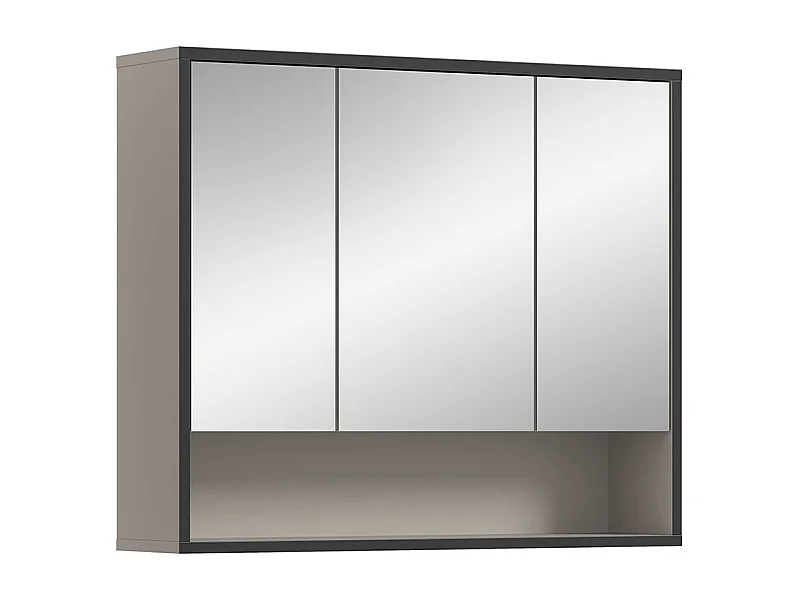 Bagno spiegelkast 3 spiegeldeuren lichtgrijs, crèmekleurig.