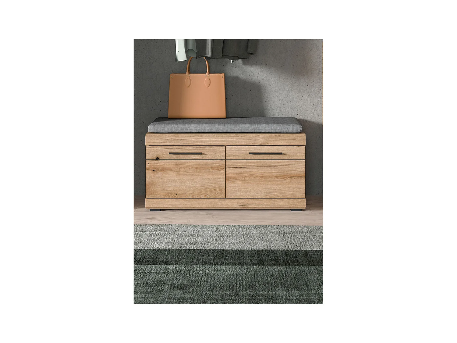 Scout banc avec coussin 2 portes chêne décor.