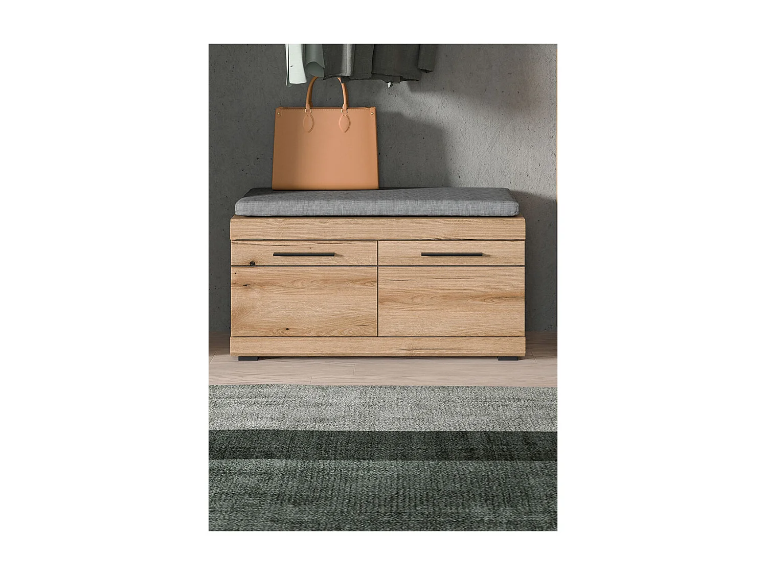 Scout banc avec coussin 2 portes chêne décor.