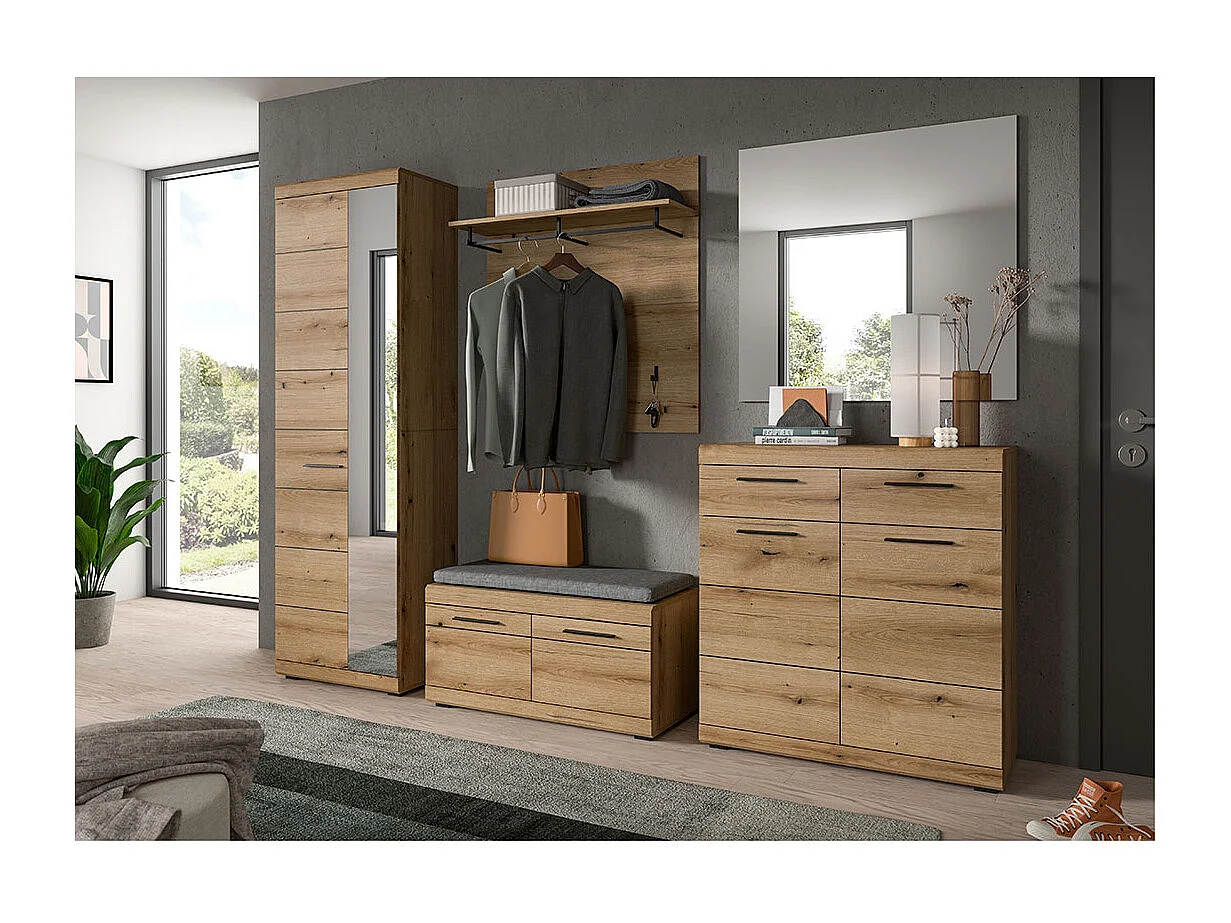 Scout banc avec coussin 2 portes chêne décor.