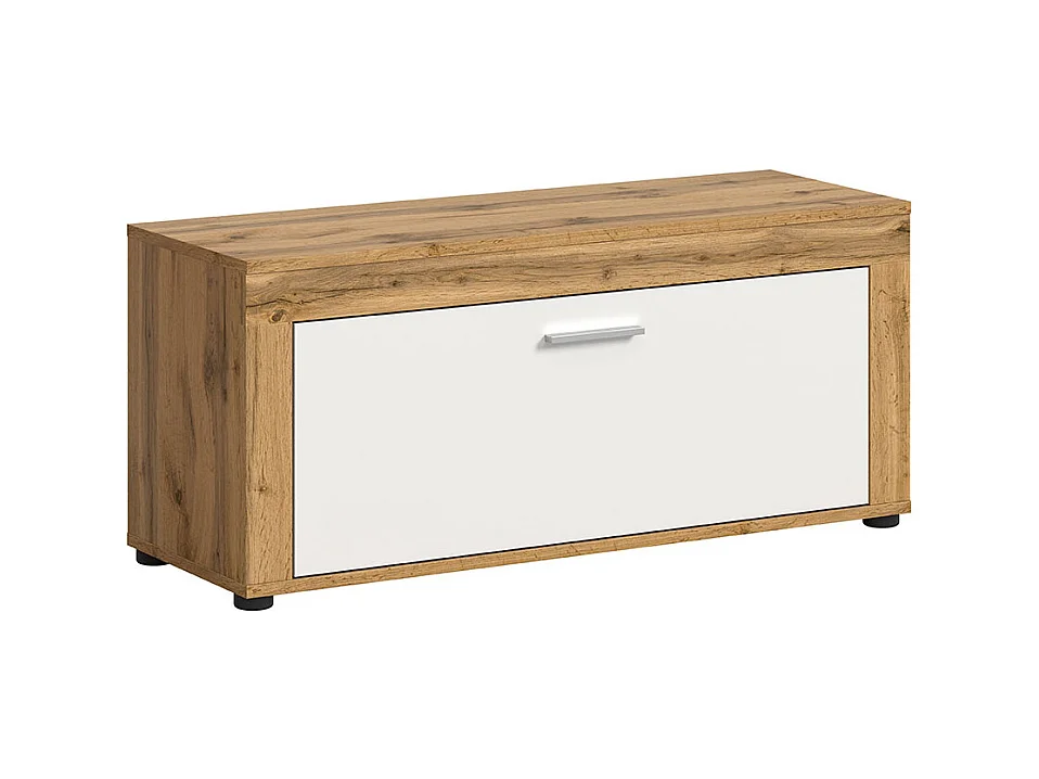 Jam banc 1 abattant blanc, chêne décor.