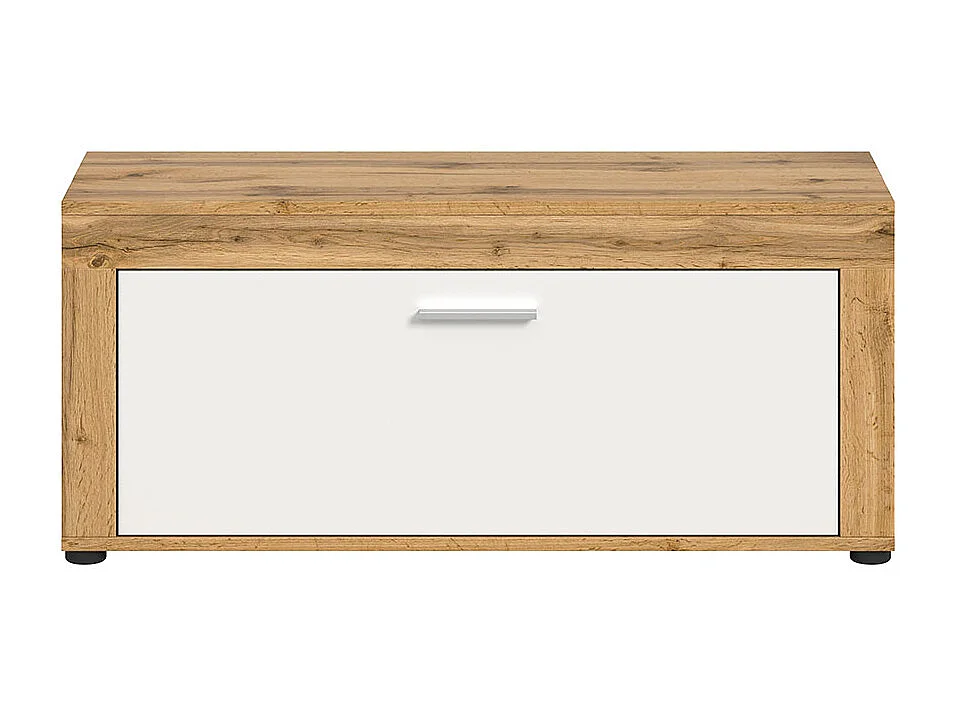 Jam Sitzbank 1 Klapptür weiß, Eiche Dekor.