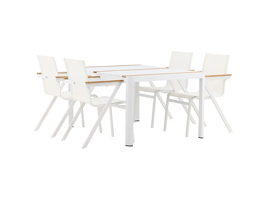 Togo set de jardin table 90x150cm blanc, 4 chaises blanches.