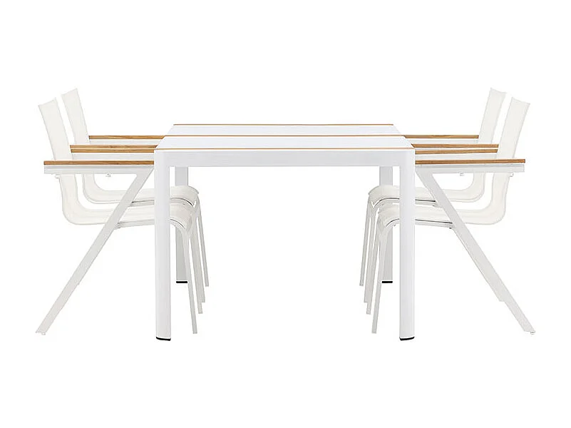 Togo set de jardin table 90x150cm blanc, 4 chaises blanches.