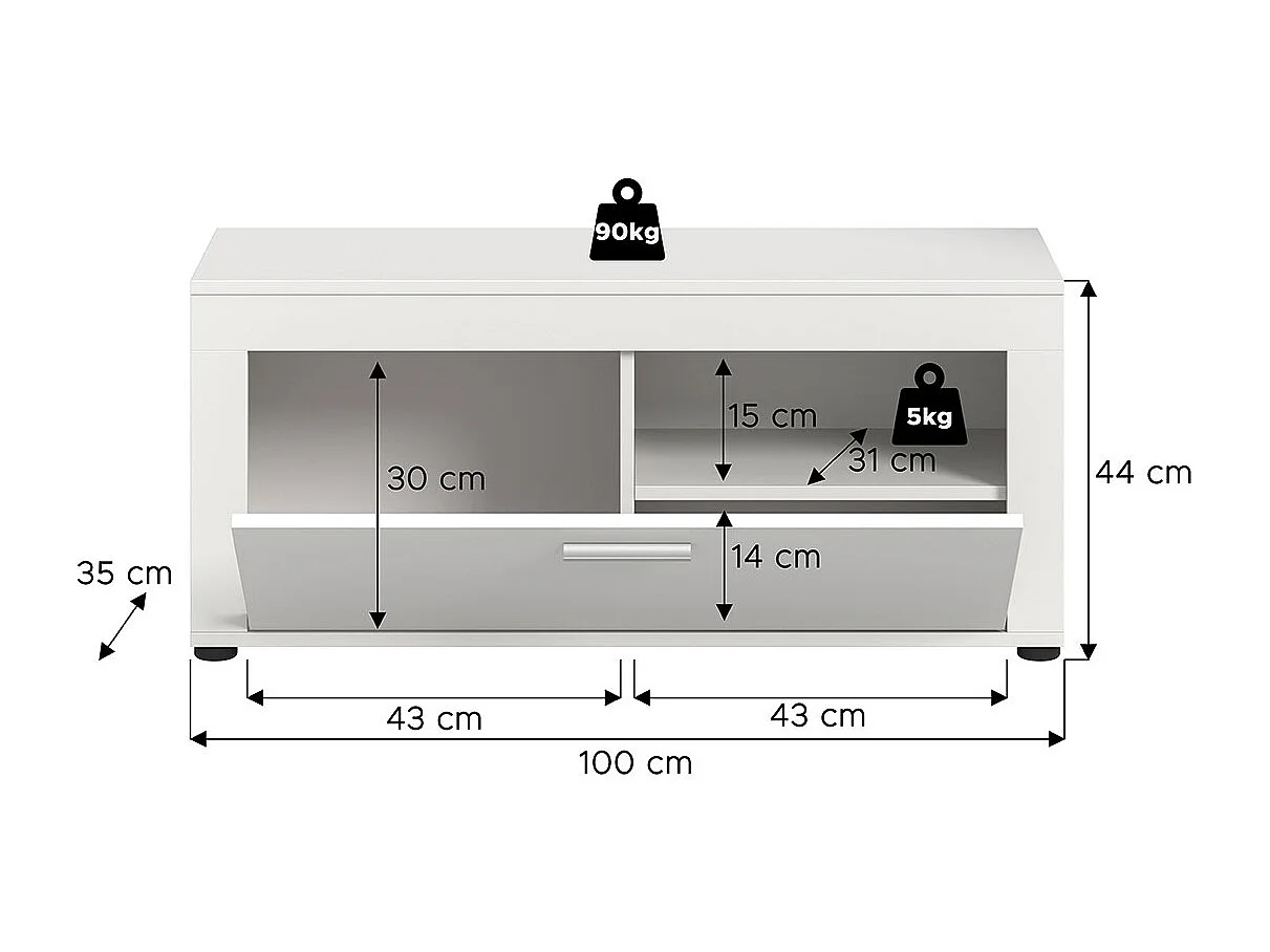 Jam Sitzbank 1 Klapptür weiß.