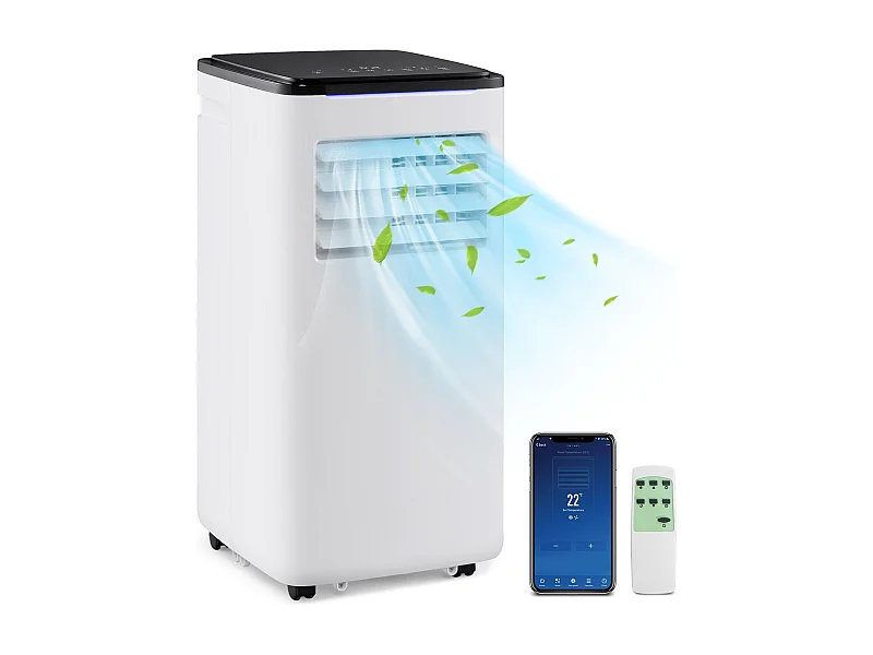 Draagbare airconditioner van 9000 BTU met ventilator, verwarming en luchtontvochtiger, app-bediening, slaapstand, 24-uurs timer