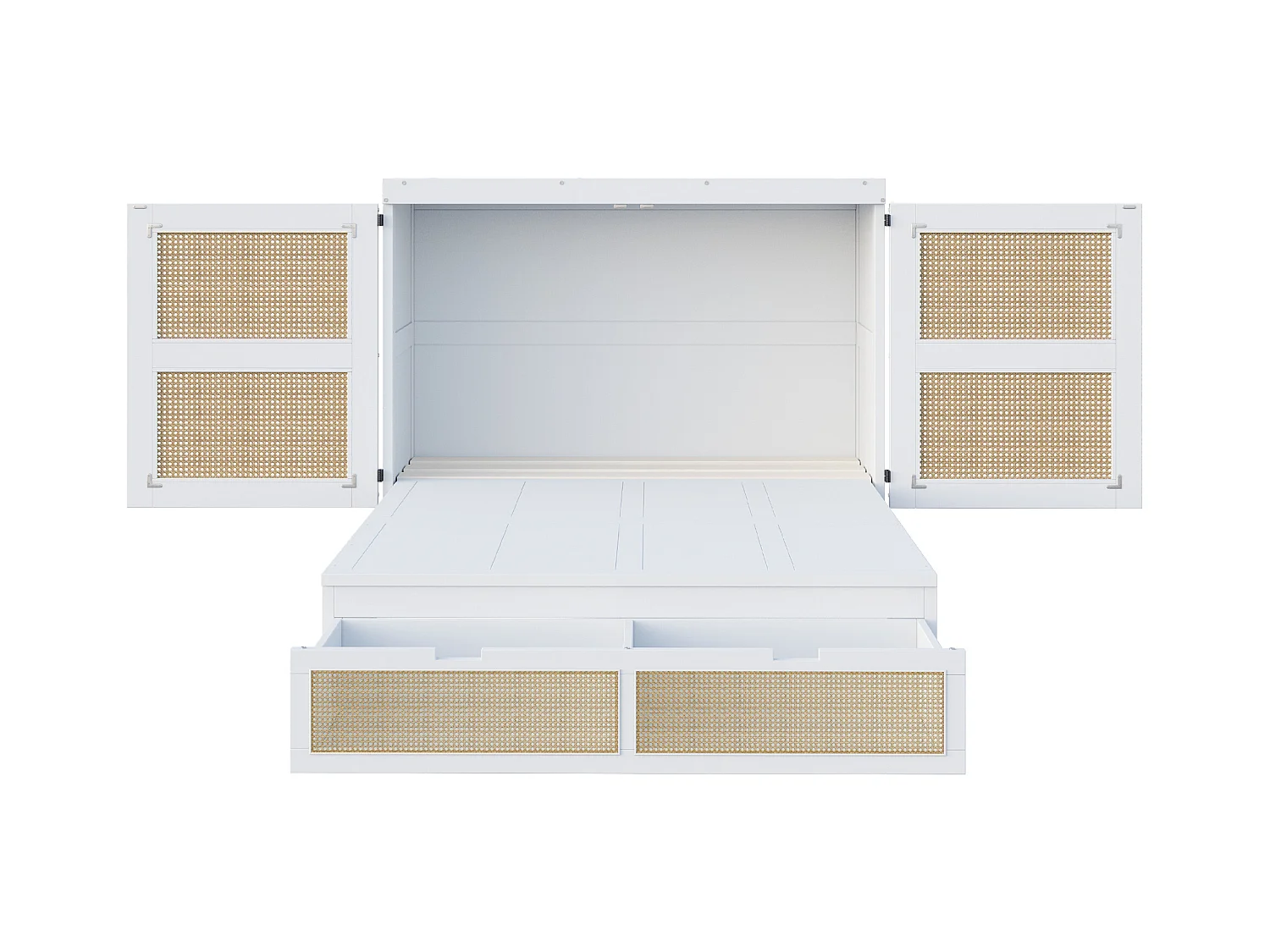 Lit escamotable pour jeunes - 140 x 200 cm - lit rabattable mural avec tiroirs de rangement - Pin + contreplaqué + MDF - blanc