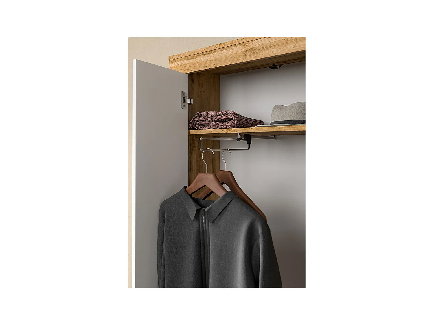 Jam armoire de rangement 2 portes blanc, chêne décor.