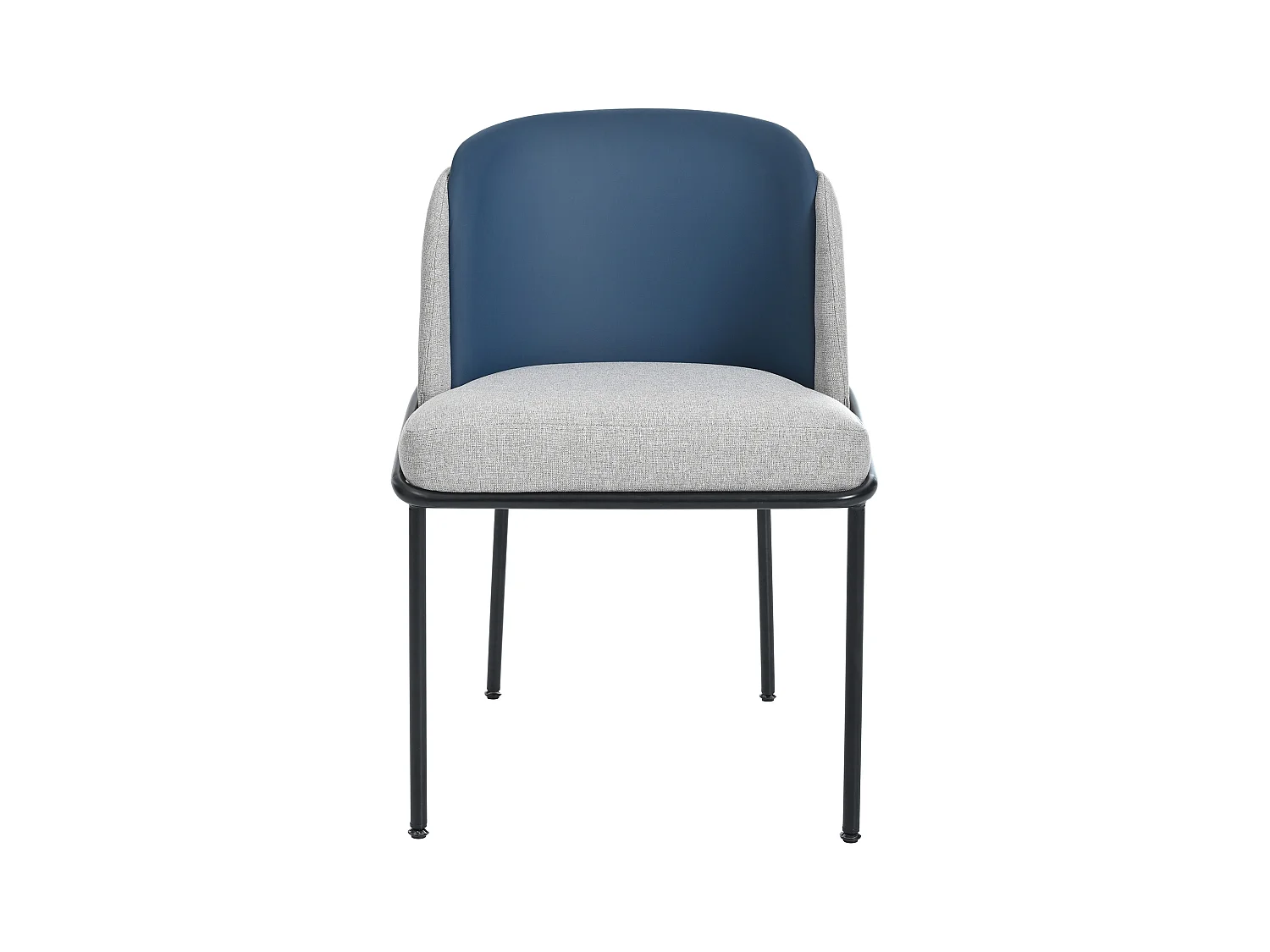 Lot de 6 chaises - 55 x 55 x 85 cm - pieds réglables inclinables - métal + similicuir - gris/bleu marine