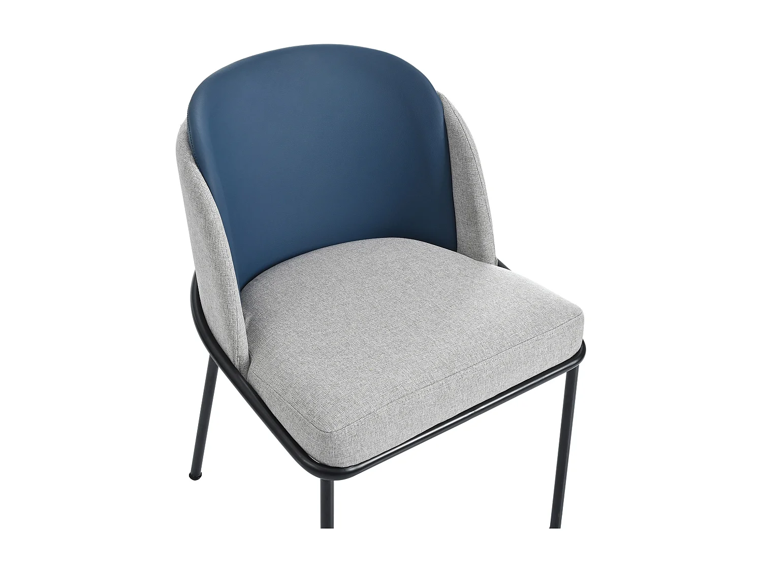 Conjunto de 6 cadeiras - 55 x 55 x 85 cm - Pernas ajustáveis ​​e inclináveis ​​- Metal + pele sintética - cinzento/azul-marinho