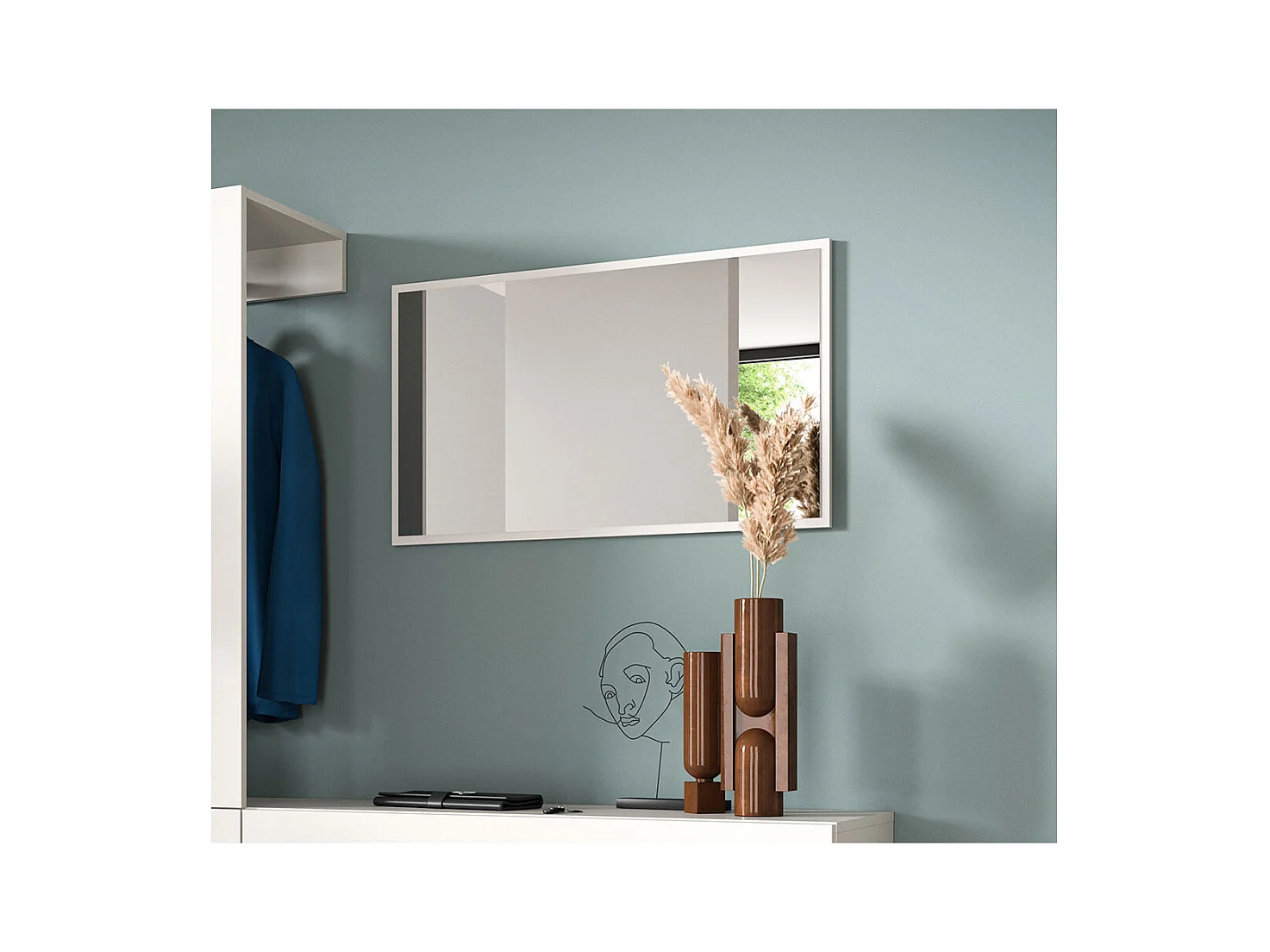 Vaga miroir 83x48 cm blanc.