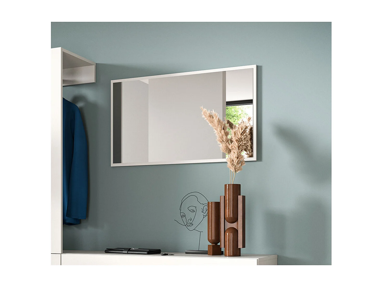 Vaga miroir 83x48 cm blanc.