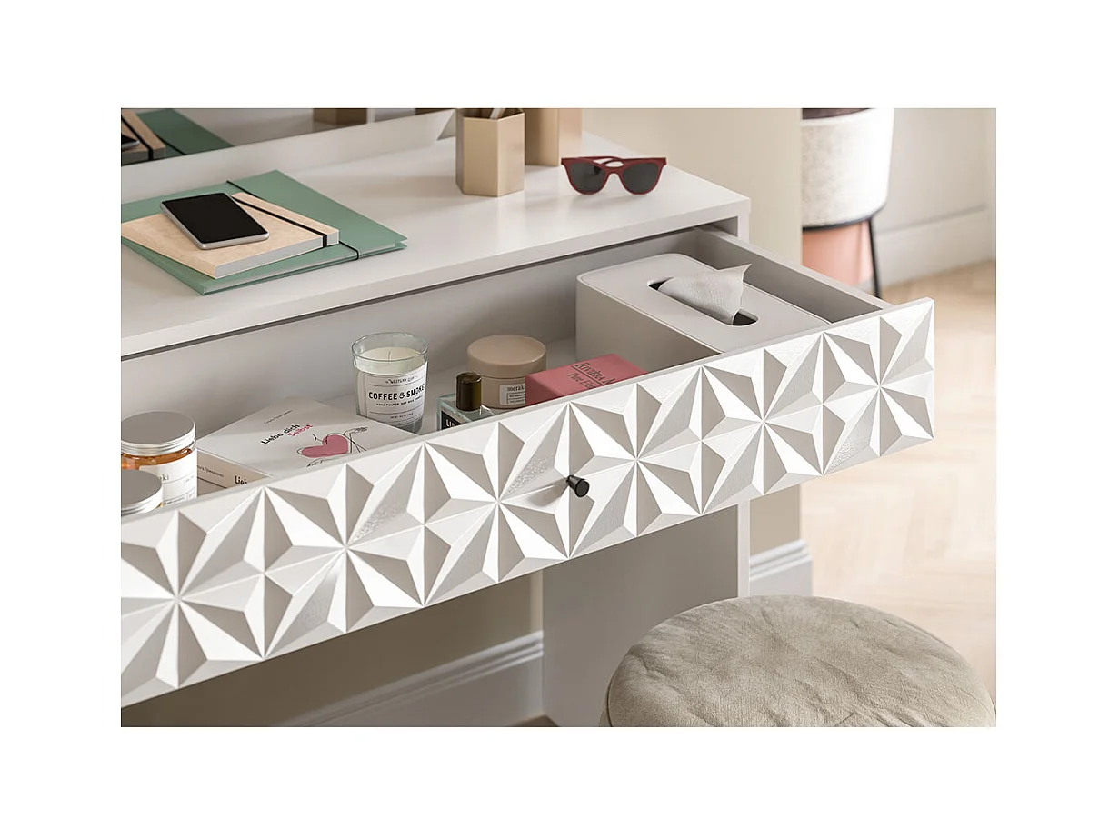 Prisma console 1 tiroir, 1 miroir blanc.