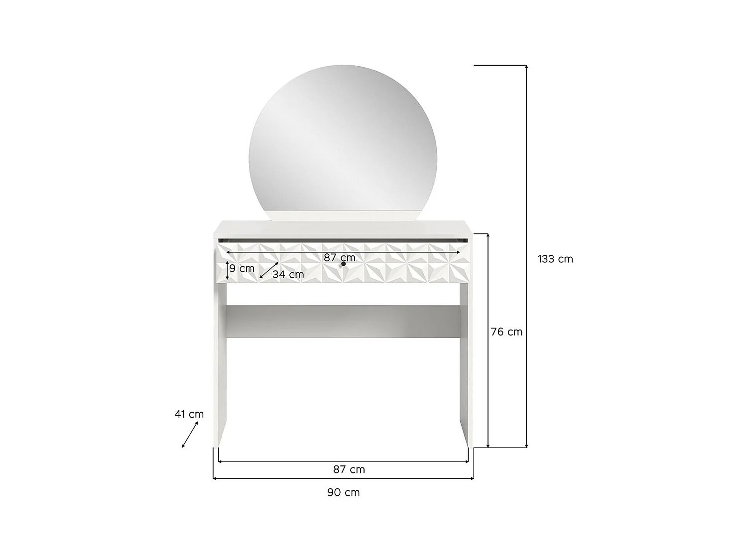 Prisma console 1 tiroir, 1 miroir blanc.