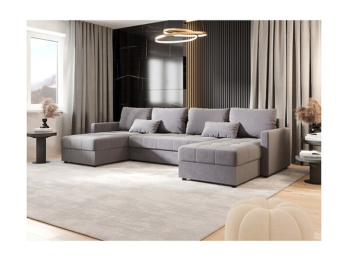 Canapé D’angle Convertible MOSIA 285 Cm – Gris Foncé, 3 Coffres Rangement, Couchage 230x140 Cm - 8