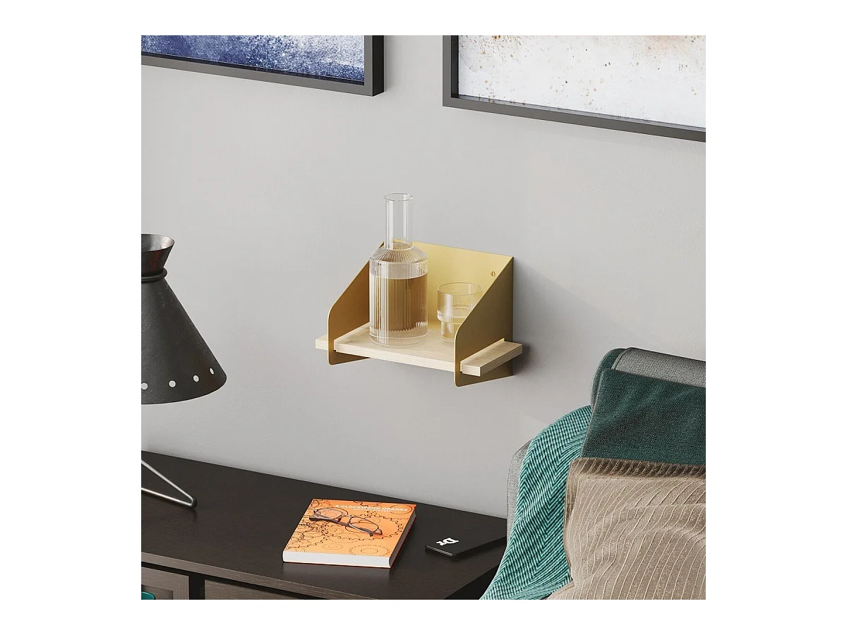 Etagère murale avec tablette en pin massif et Métal L30 cm - WREN