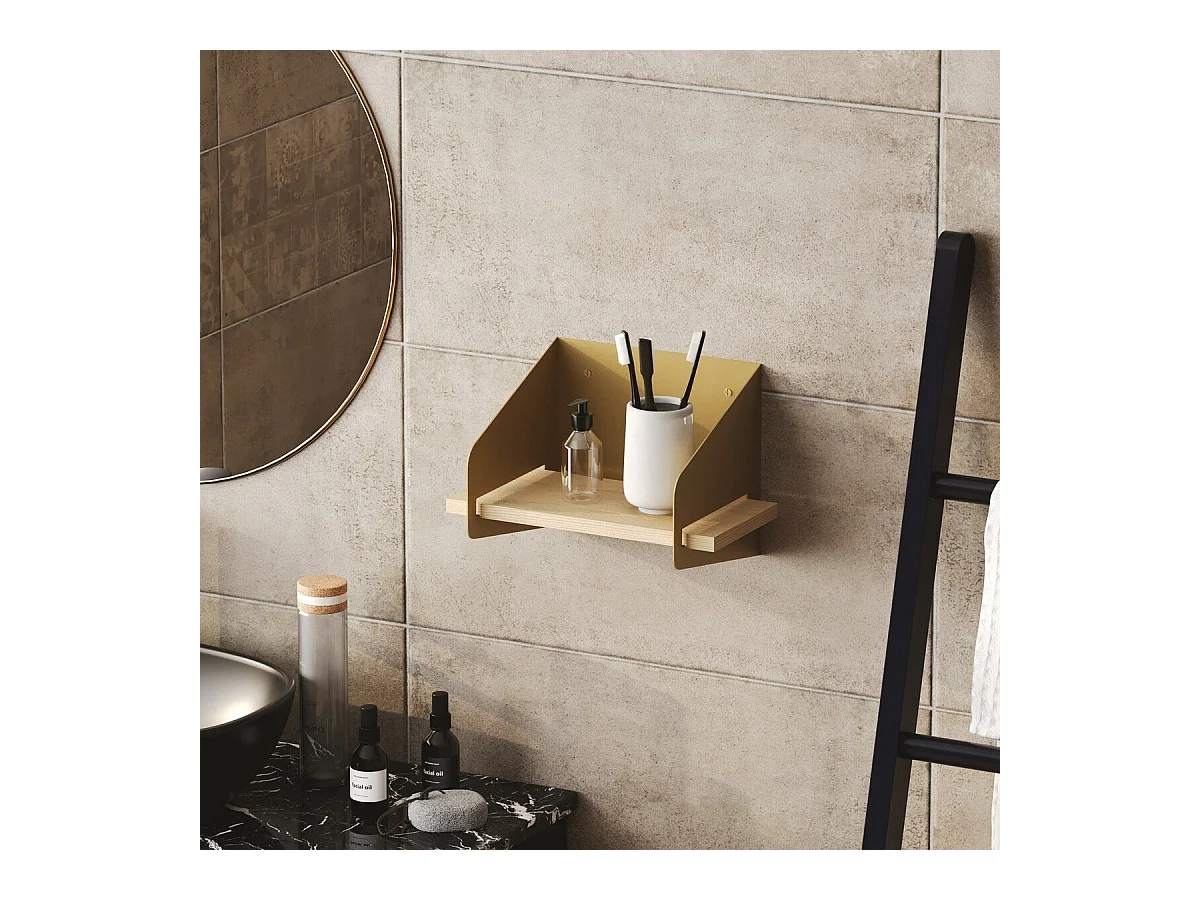 Etagère murale avec tablette en pin massif et Métal L30 cm - WREN