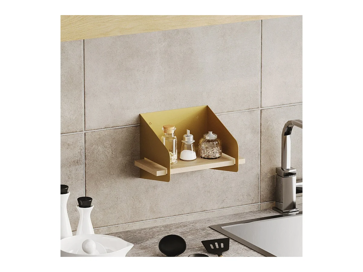 Etagère murale avec tablette en pin massif et Métal L30 cm - WREN