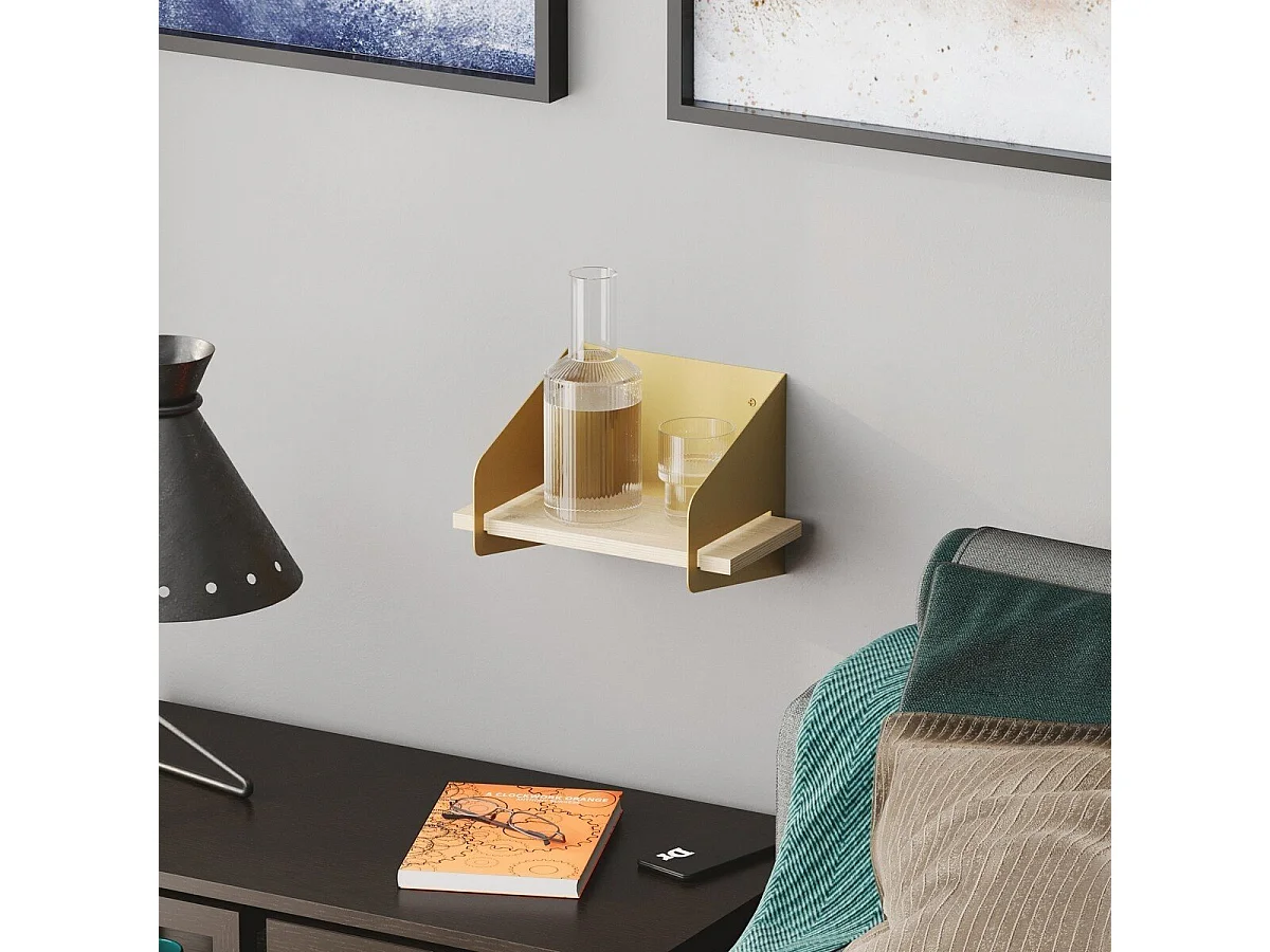 Etagère murale avec tablette en pin massif et Métal L30 cm - WREN