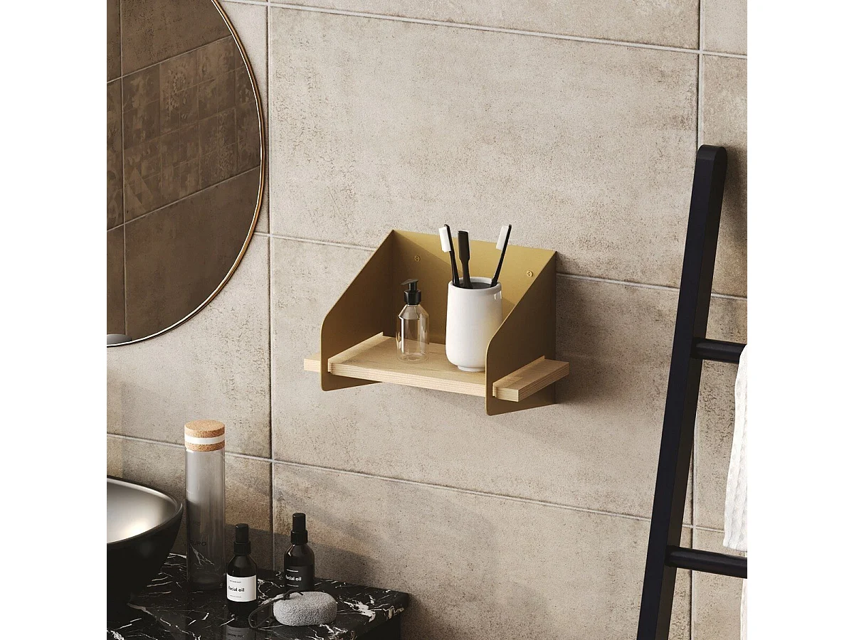 Etagère murale avec tablette en pin massif et Métal L30 cm - WREN