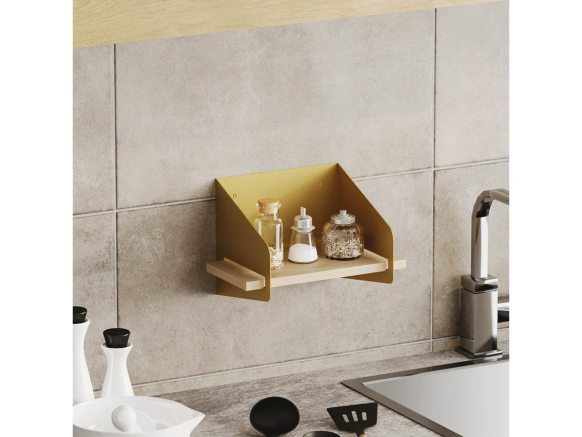 Etagère murale avec tablette en pin massif et Métal L30 cm - WREN