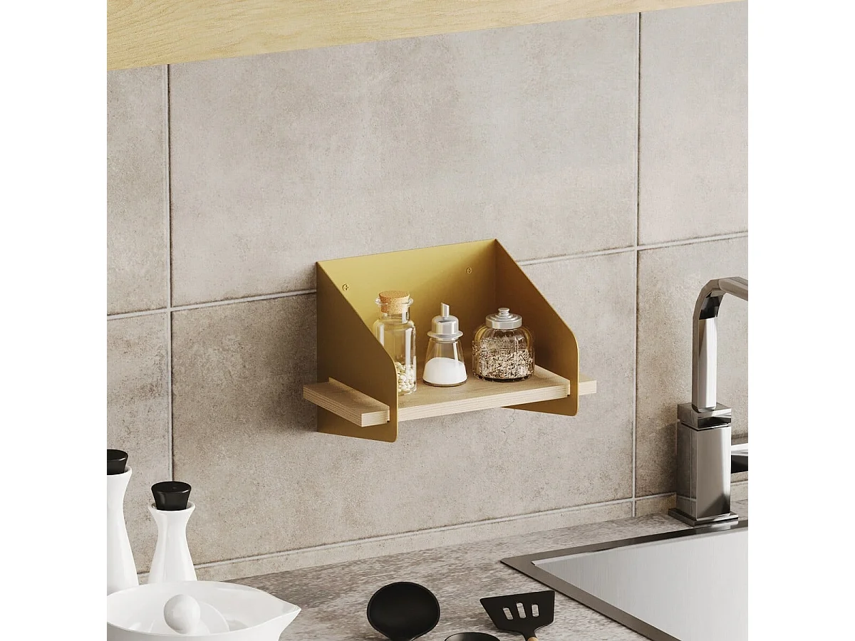 Etagère murale avec tablette en pin massif et Métal L30 cm - WREN