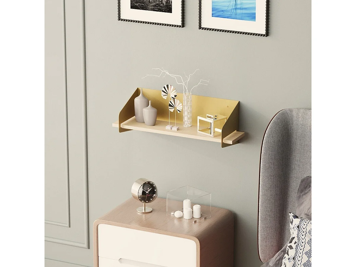 Etagère murale avec tablette en pin massif et Métal L60 cm - WREN