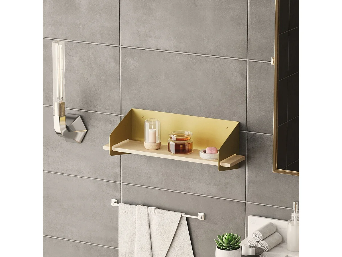 Etagère murale avec tablette en pin massif et Métal L60 cm - WREN